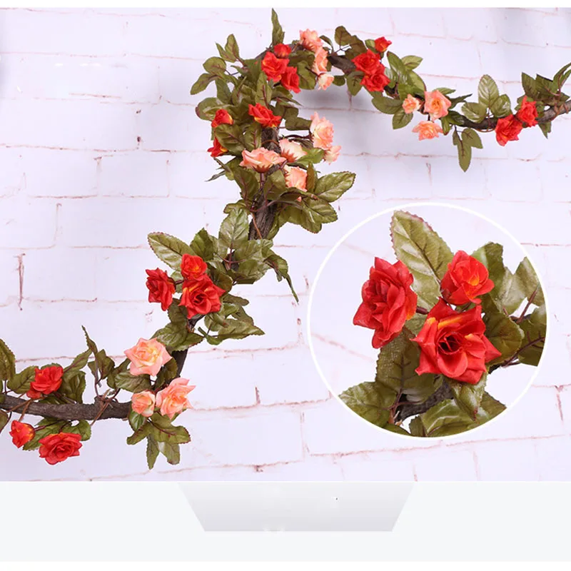 2 м/шт. разнообразие шелковых искусственных роз лоза настенное украшение цветов