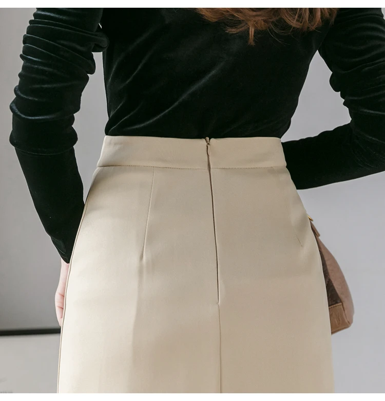 

Fashion Autumn Irregular Midi Skirts Women Elegant High Waist Pachwork Pleated Skirt Slim Skirt Spring Korean Style