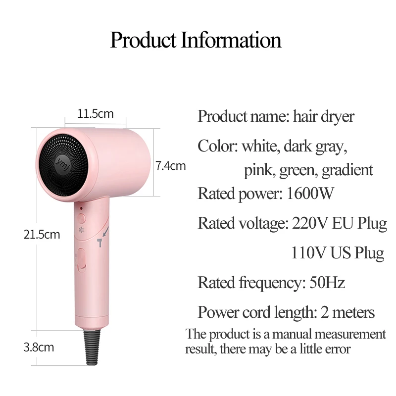 

Professional Foldable Ionic Hair Dryer Lightweight Negative Ion Hair Blow Dryer Powerful Portable Hairdryer Salon Styling Tools