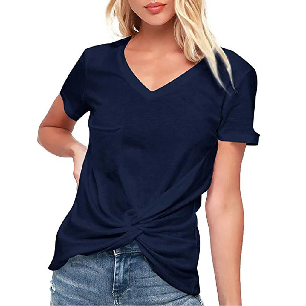 Женская блузка с перекрестными узорами летняя повседневная однотонная туника