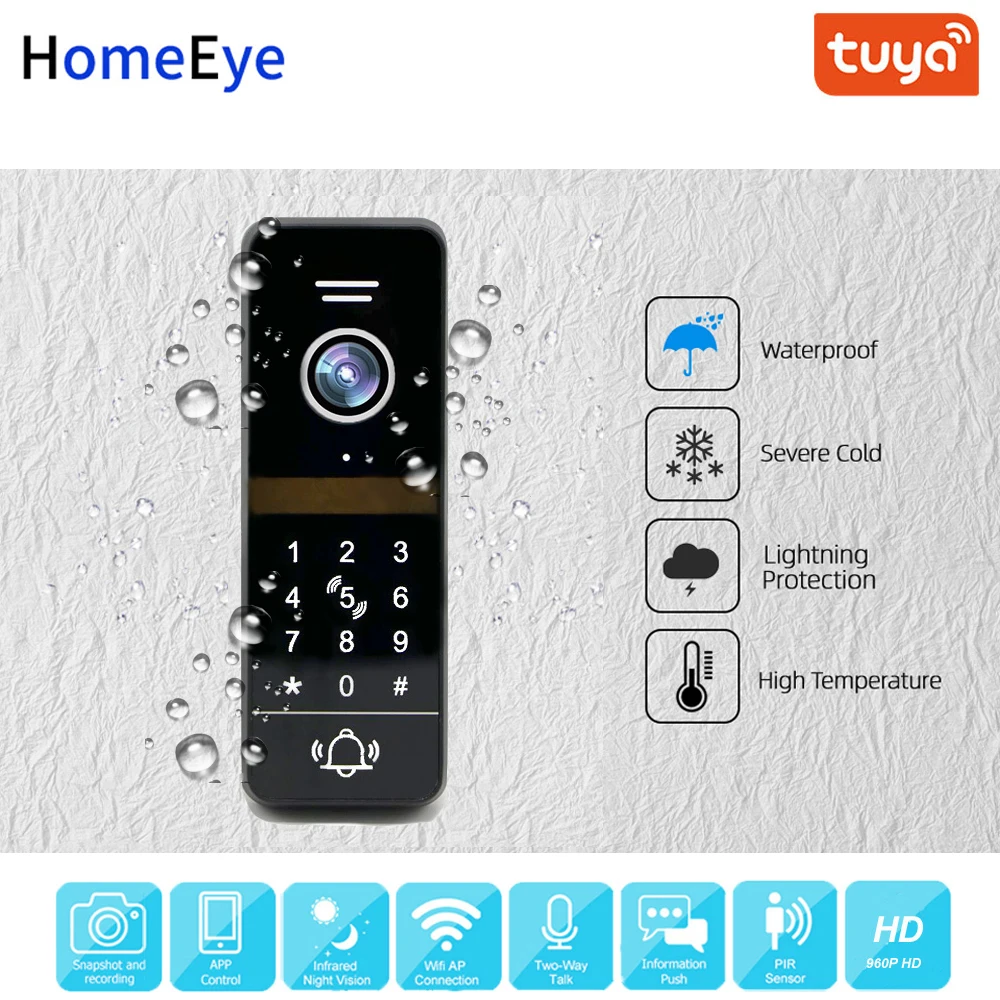 tuya app remote control wifi ip video door phone video intercom 960p home access control system keypadic card motion detection free global shipping