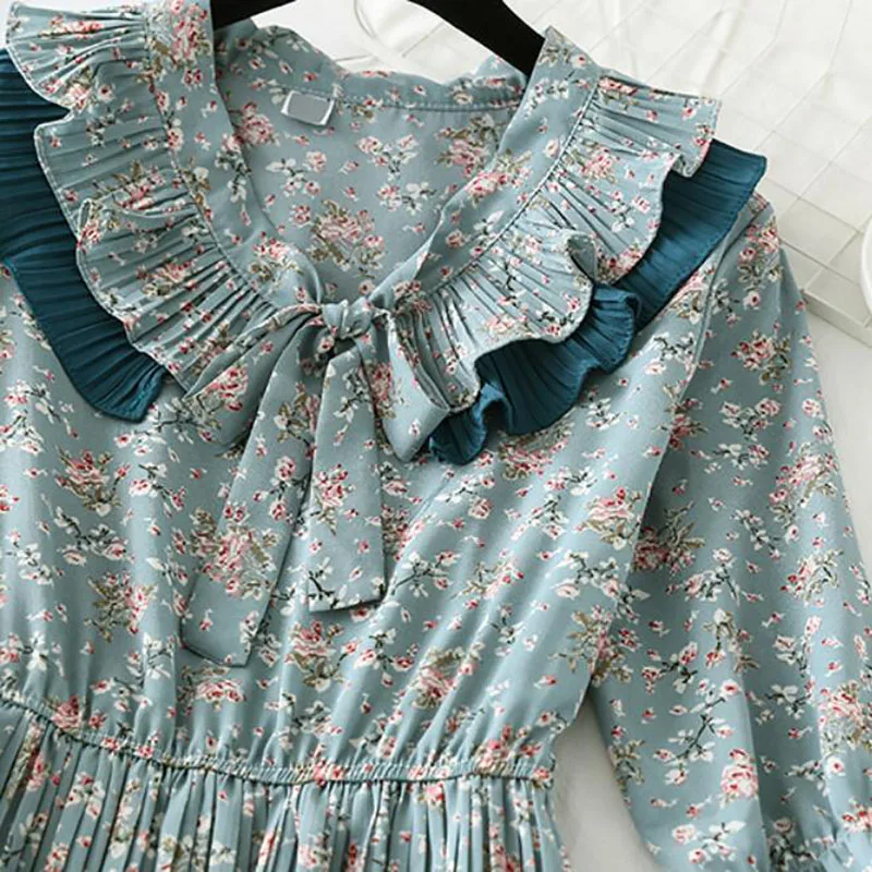 Женское винтажное шифоновое платье миди Элегантное Длинное плиссированное с