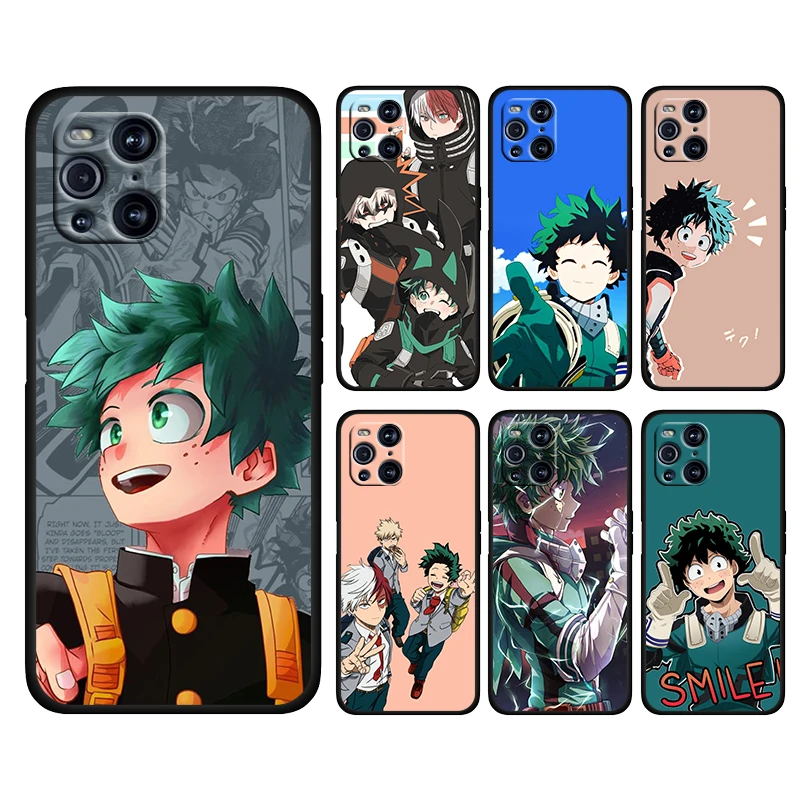 

My Hero Academia Midoriya Cute For OPPO Find X3 X2 Pro Neo F19 F15 F11 F9 F7 R17 R15 R9 5G Silicone Soft Black Phone Case