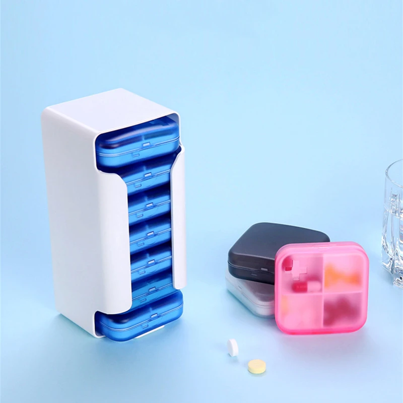 Пластиковый прозрачный дорожный органайзер для таблеток с 4 отделениями|Коробки