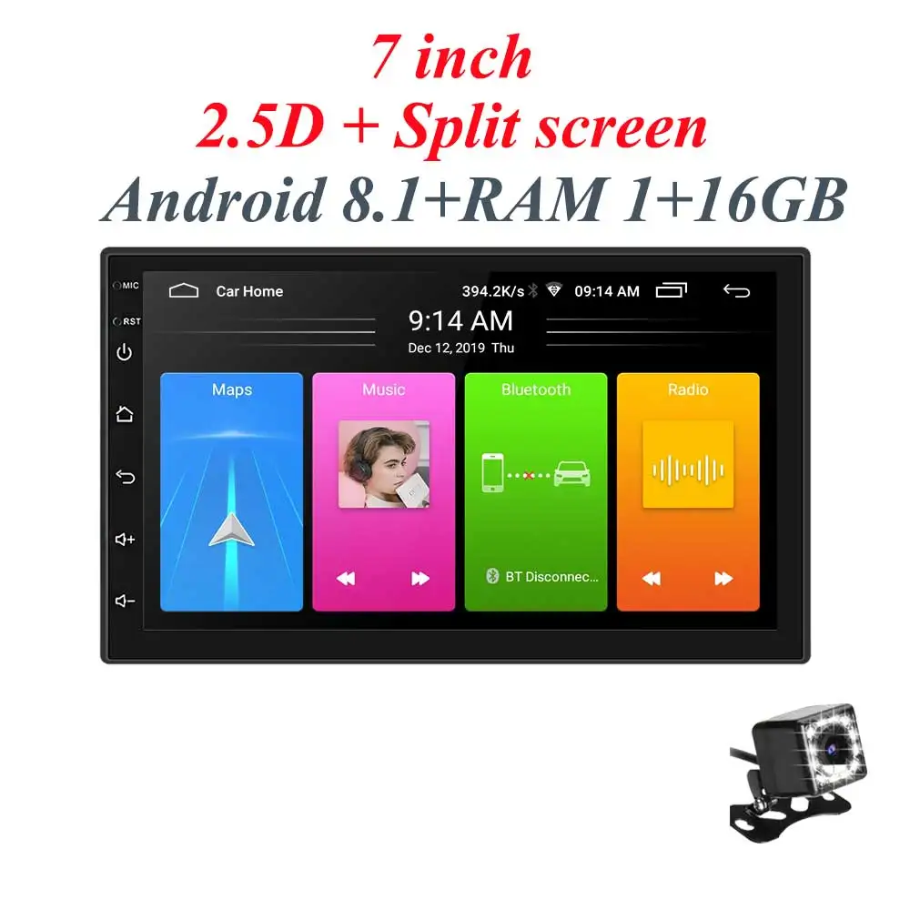 2 Din Android 8,1 автомобильный Радио Универсальный 7 дюймов HD сенсорный gps навигация Wifi Bluetooth Авторадио MirrorLink Мультимедиа DVD плеер - Цвет: 2.5D screen