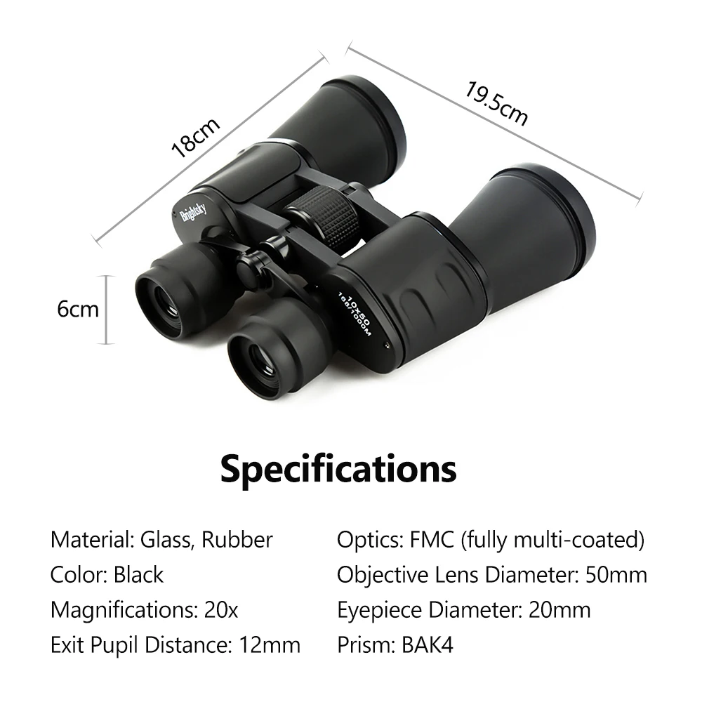 

2050 HD Zoom Binoculars Long Distance High Definition BAK4 Prism Binocular Telescope with Diopter Ring Waterproof Lens Cap