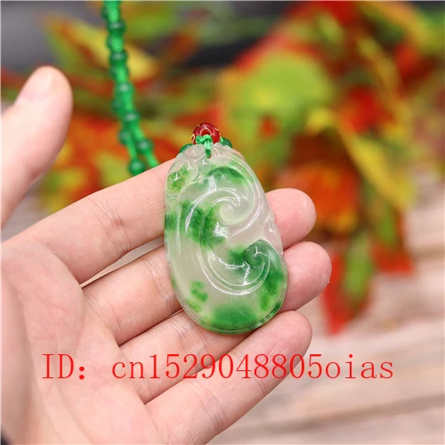 Ожерелье с подвеской из натурального зеленого изумруда нефритом Ruyi ювелирные