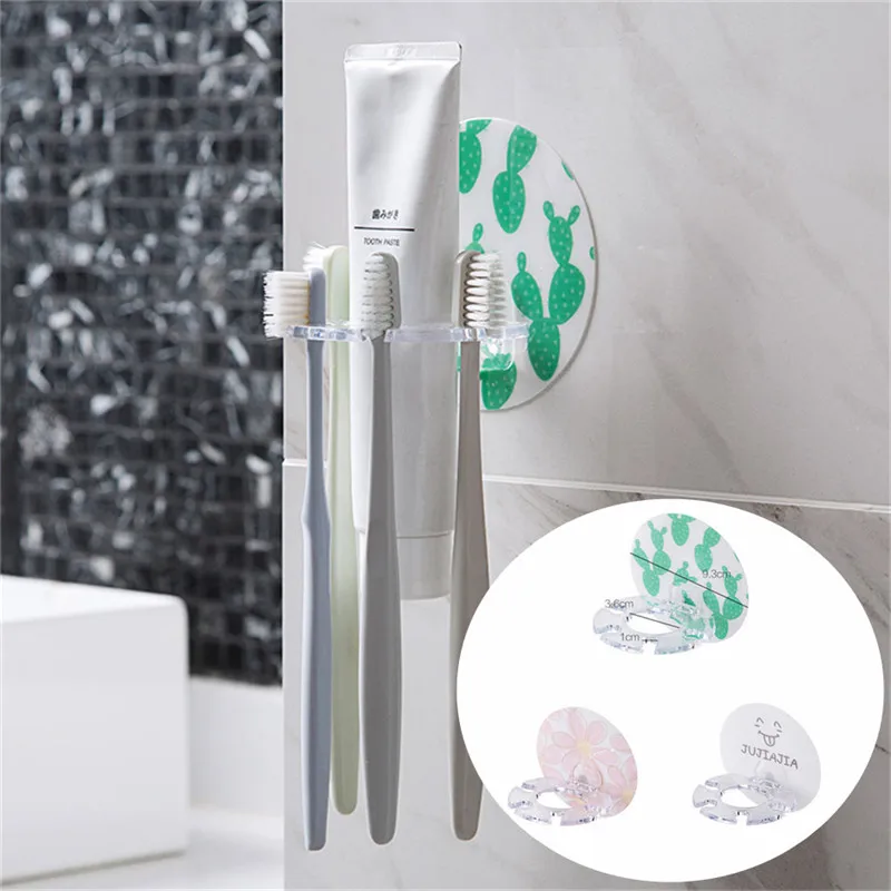 

Punch-free Fun Toothbrush Holder Strong Suction Wall Shaped Bathroom Toothpaste Multifunctional Wall-mounted Storage Rack