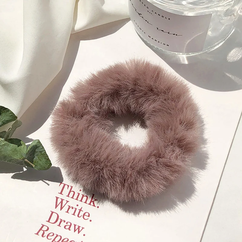 

2019 Fashion Fluffy Scrunchie Elastic Hair Ring Rope Band Tie Round Girls Women Scrunchie