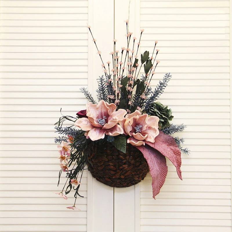 

European Artificial Flower Wall Hanging Basket Floral Set Artificial Plants Bedroom Sztuczne Kwiaty Wall Decoration EB50JH