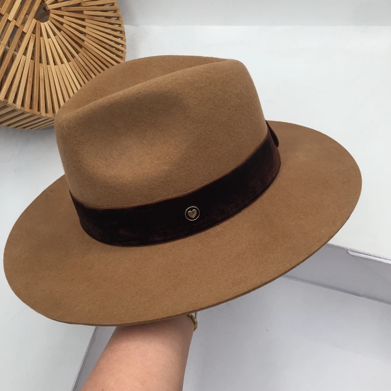 Europe and the banama cat  United States new wide-brimmed hats men and women jazz hat wool felt hat simple fashion wild England