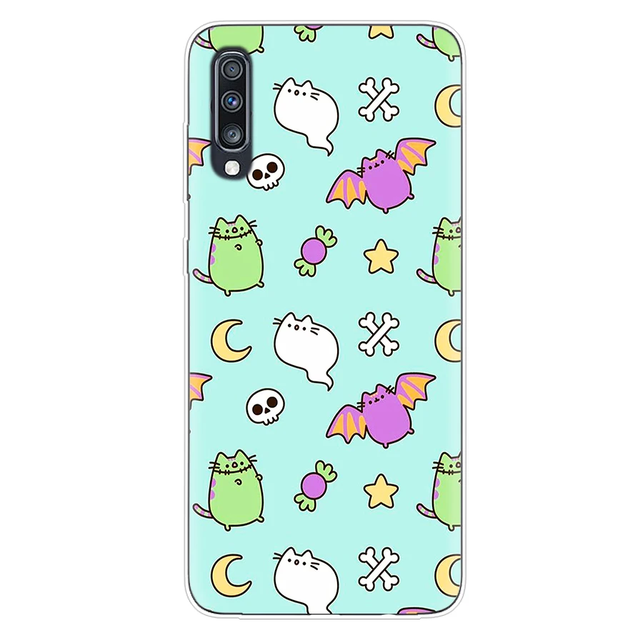 

Cute Cat Phone Case For Samsung A70 A50 A71 A10 S10 Plus A51 S21 Ultra A20 A20E S20 FE S7 Edge S8 S9 S10E Note 20 Back Cover