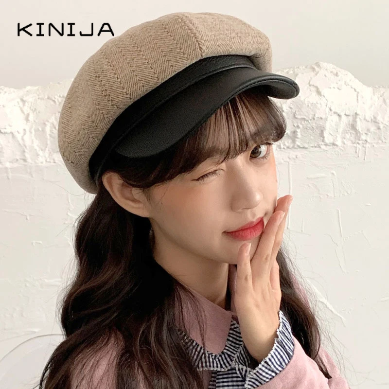 Модная Осенняя восьмиугольная кепка женский берет в стиле пэчворк ретро рисунок