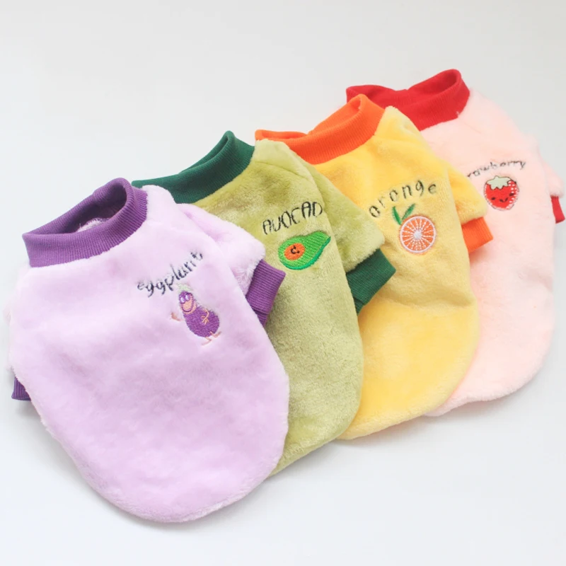 

Теплая Флисовая одежда для собак, милое пальто с принтом фруктов для щенков, футболка для собак, Рождественский свитер, пуловер, зимний наря...