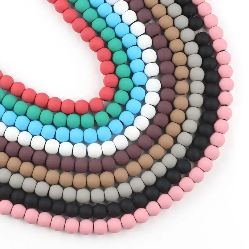 

Natural Hematite Stone Beads Rubber Colorfur Round Loose Bead For Jewelry Making 4 6 8mm DIY Charm Bracelets Accessories 15"Inch