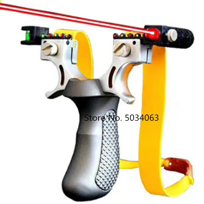 

2020 New Laser Aiming Slingshot High Precision Outdoor Hunting Catapult with Flat Rubber Band Outdoor Game Sling Shot Set