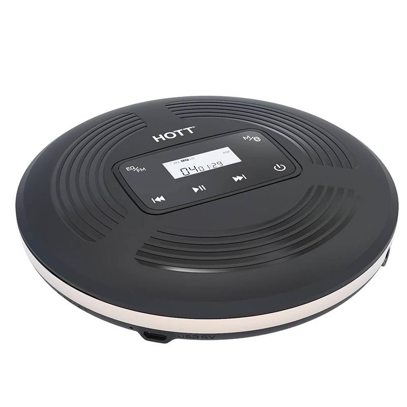 Портативный CD плеер HOTT CD903TF проигрыватель с наушниками BT 5 0 Bluetooth функция FM