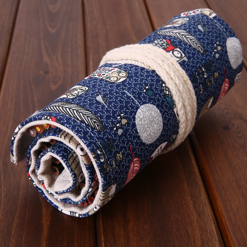 Пенал тканевый с 36/48/72 отверстиями совами и листьями|kawaii pencil case|pencil casegirls school supplies |