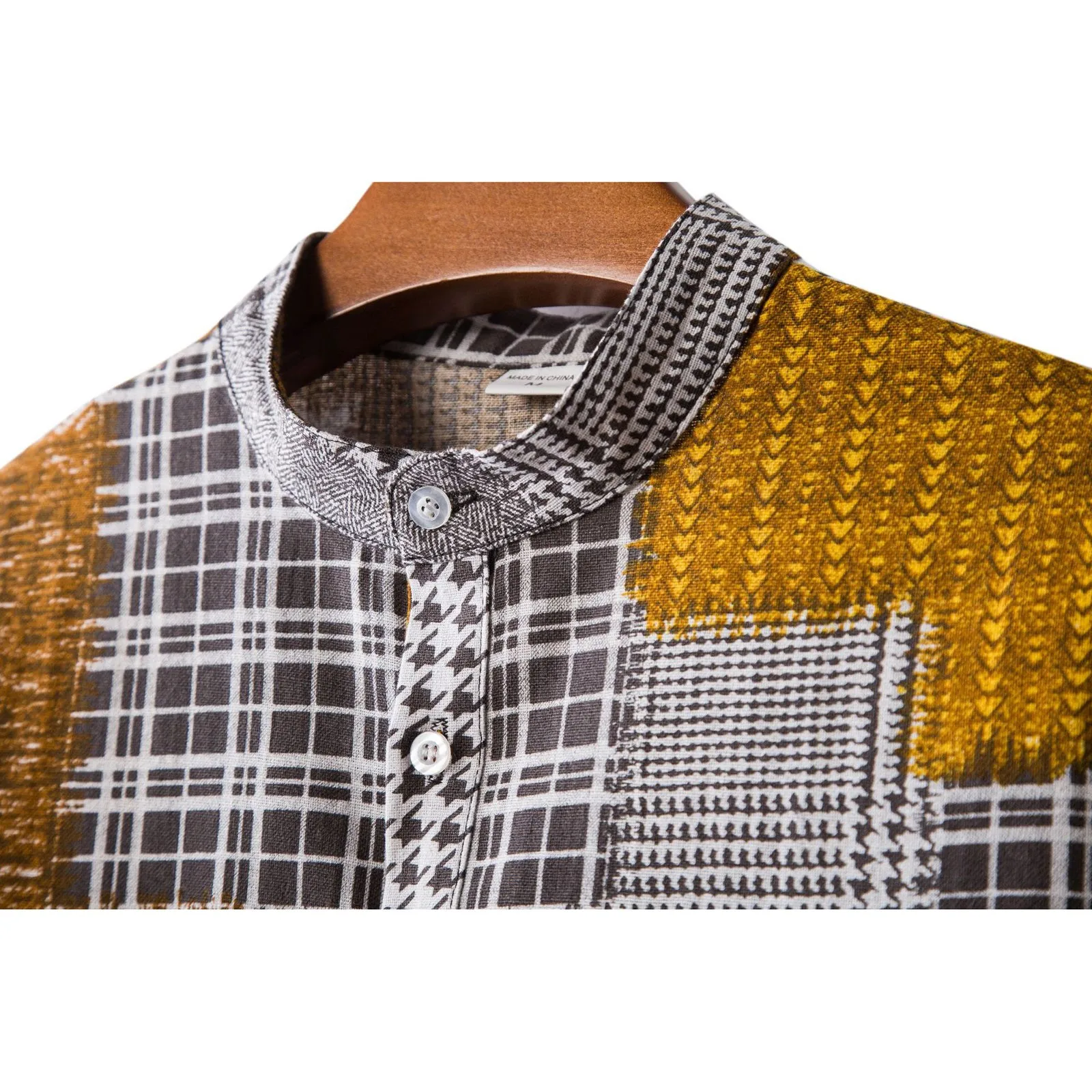 

Vintage Mens Print Shirt Geometric Plaid Print Top Short Sleeve Button Up Top Blouse For Men Summer Tops Dropshipping