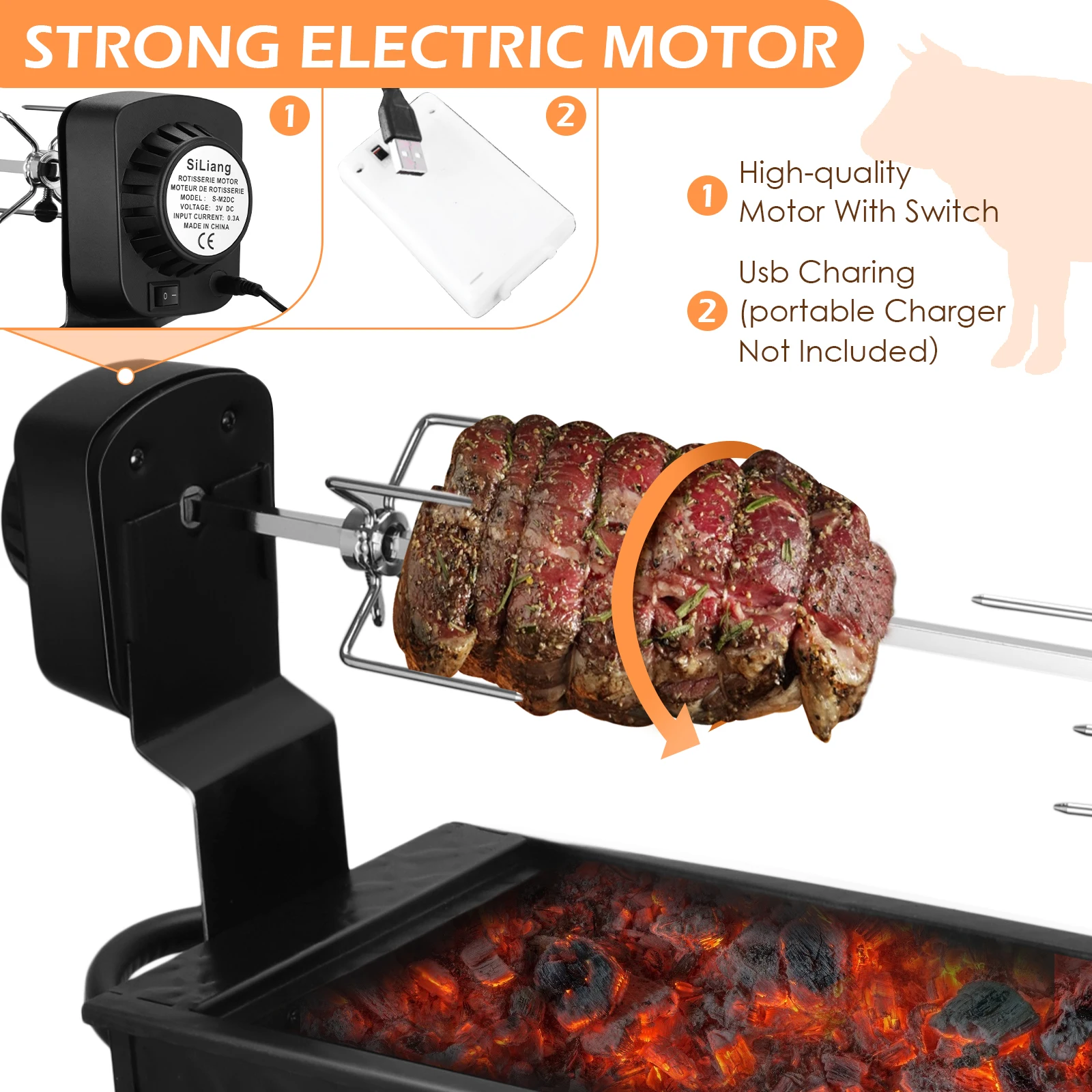 eu uk us 2 in 1 grillelectric rotisserie kit automatic barbecue bbq folding roaster roast stove grill stainless steel outdoor free global shipping