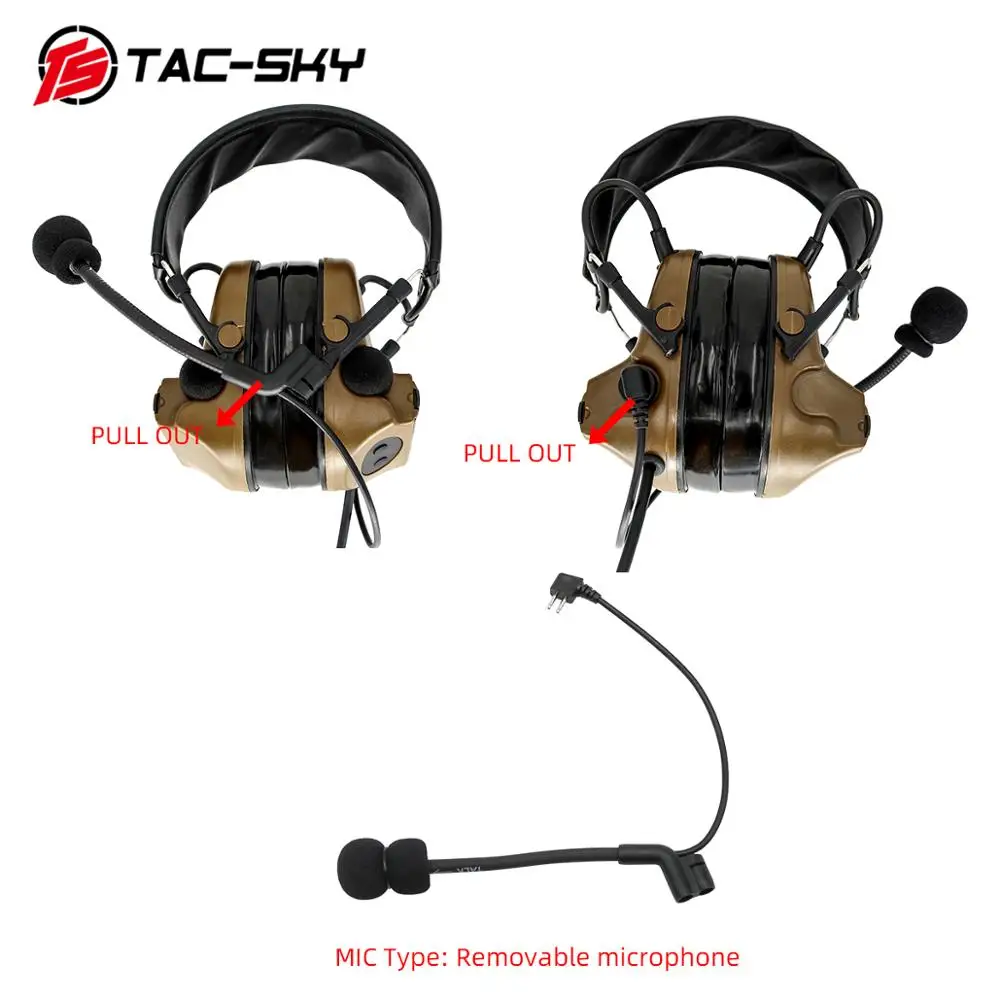 TAC-SKY COMTAC II tactical noise reduction shooting headset + military adapter PTT U94 PTT + ARC track Comtac bracket CB
