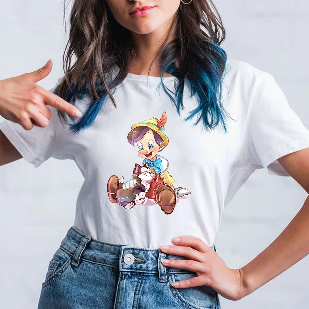 

Pinocchio Women T-Shirt Disney Kawaii Tshirt Cartoons Female Casual Clothes T Shirt Femme Print Harajuku Unisex Tops Tee Shirts