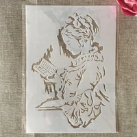 a4 29cm reading study girl student diy layering stencils wall painting scrapbook coloring embossing album decorative template