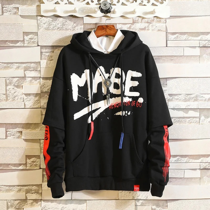 

Толстовки мужские с капюшоном, свитшот, пуловер с принтом в стиле хип-хоп, уличная одежда, повседневная модная одежда в стиле пэчворк, с рука...