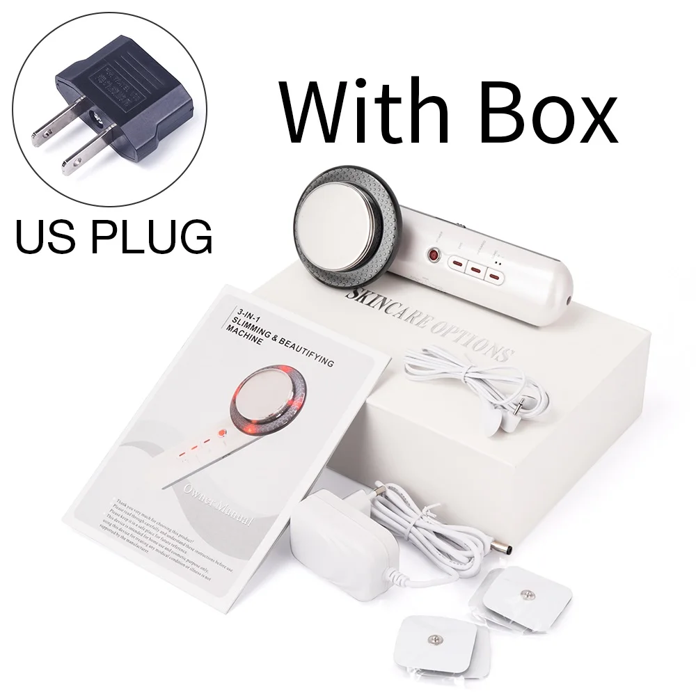 US PLUG WITH BOX Ультразвуковая кавитация EMS сжигатель жира тело похудение массажер потеря веса машина с пластырем Липо антицеллюлитный гальванический инфракрасный - Цвет: US PLUG WITH BOX