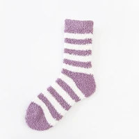 10 pairs women winter cozy warm striped slipper socks sweet candy color thicken coral velvet fuzzy home floor sleeping hosiery
