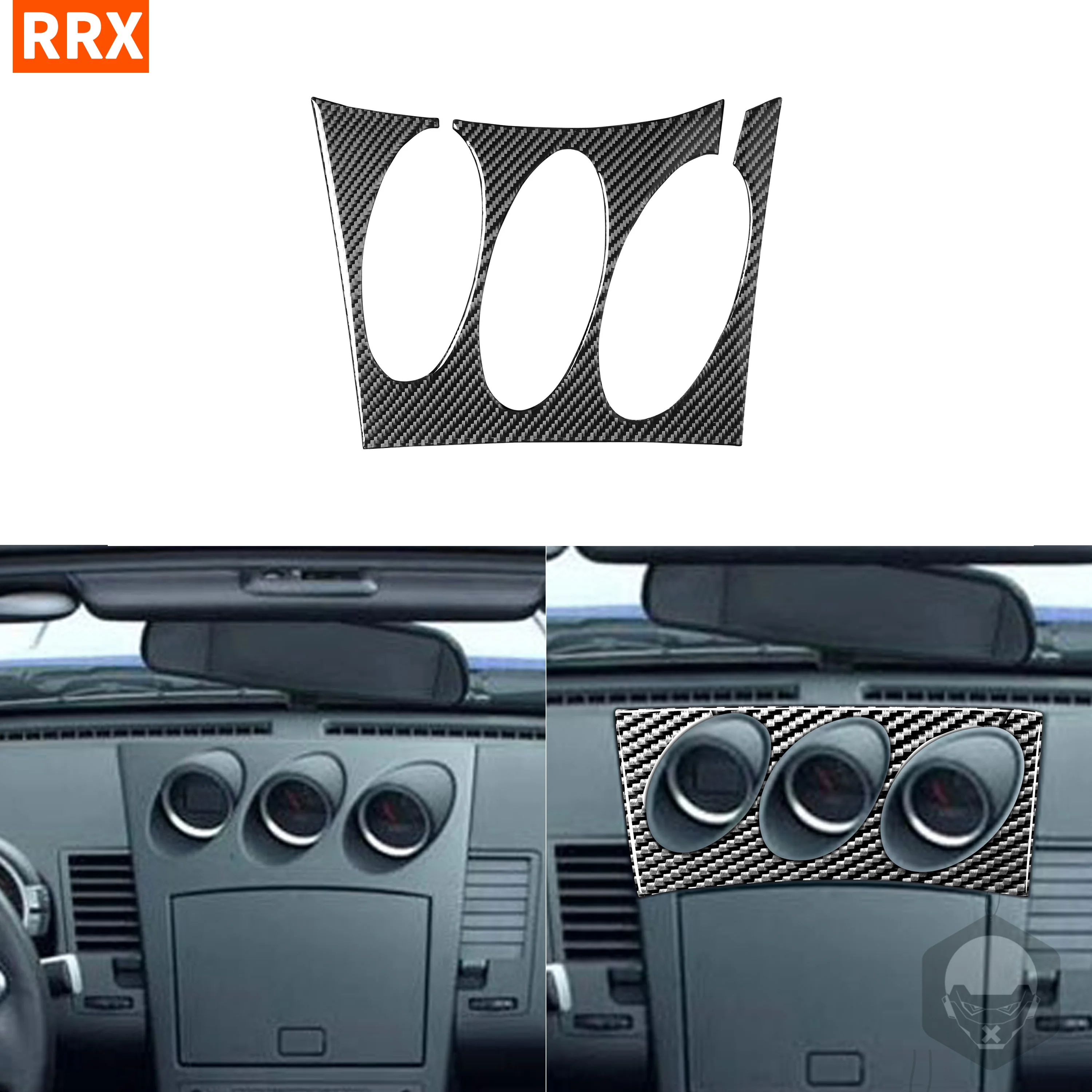 For Nissan 350Z Z33 2003-2009 Real Black Carbon Fiber Sticker Radio Air Conditioning Control AC FM Panel Interior Car Accessory