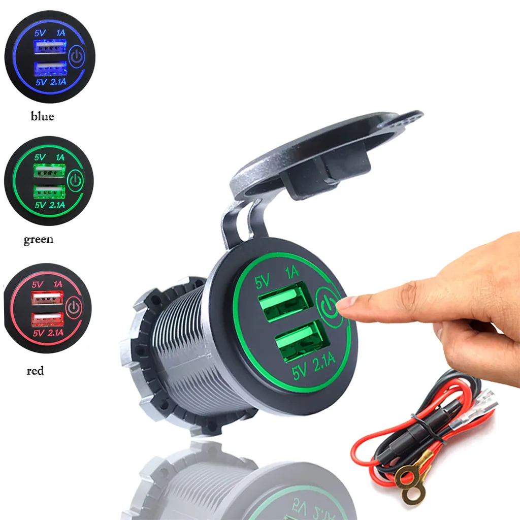 Автомобильный usb Зарядное устройство 12 V 24 Водонепроницаемый 3.1A & 4.2A 4.8A Dual USB