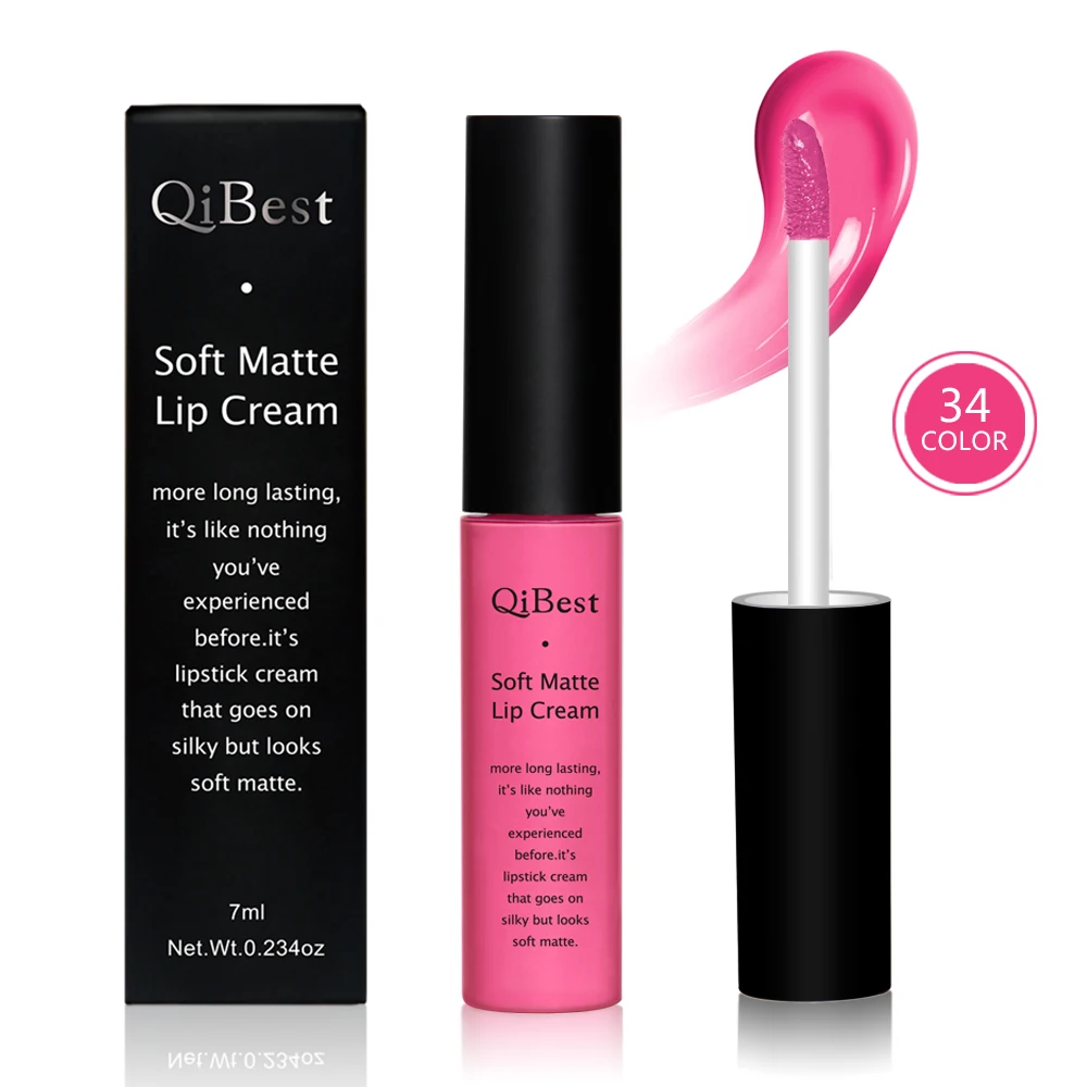 Матовый водонепроницаемый стойкий блеск для губ 34 Цвета телесный велюровый