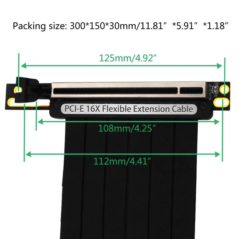 

PCIe 3.0 x16 PCI Express Riser Extender Cable Flexible High Speed 90 Degree GUP with LED Magnet Pad