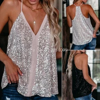 marpai 2021 women v neck loose sleeveless vest tanks camis lady sexy sequin cocktail vest tops tops tees
