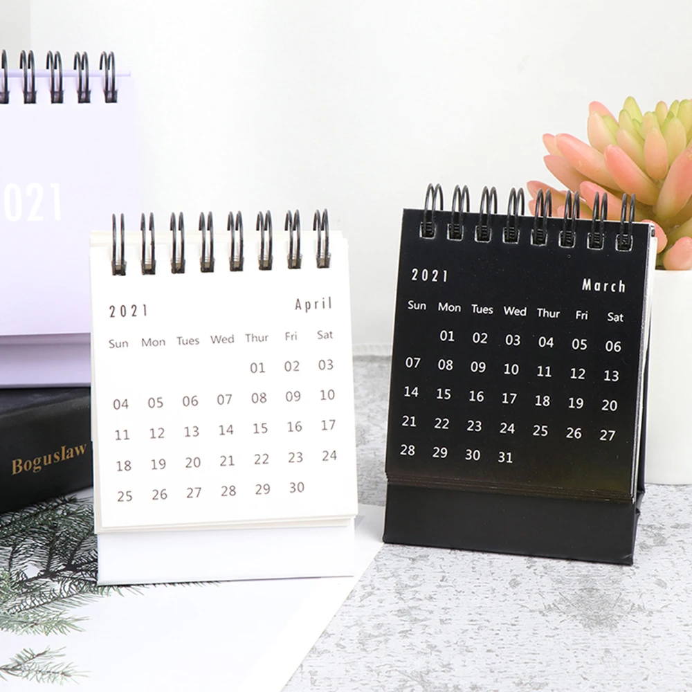

2021 Simple Black White Grey Series Desktop Calendar Dual Daily Schedule Table Planner Yearly Agenda Organizer Office