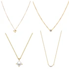 Ожерелье женское позолоченное, из стерлингового серебра 925 пробы, с цветком, Луной и жемчугом, 18 карат, серебряное ожерелье со стразами