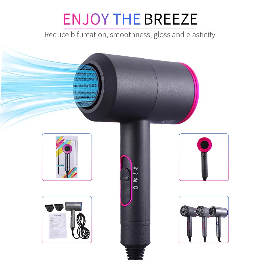 

Hair Dryers 2000W Professional Salon Hair Dryer 2 In 1 Hot &Cold Wind Negative Ionic Hair Blow Dryer Strong Wind Fast Shipping