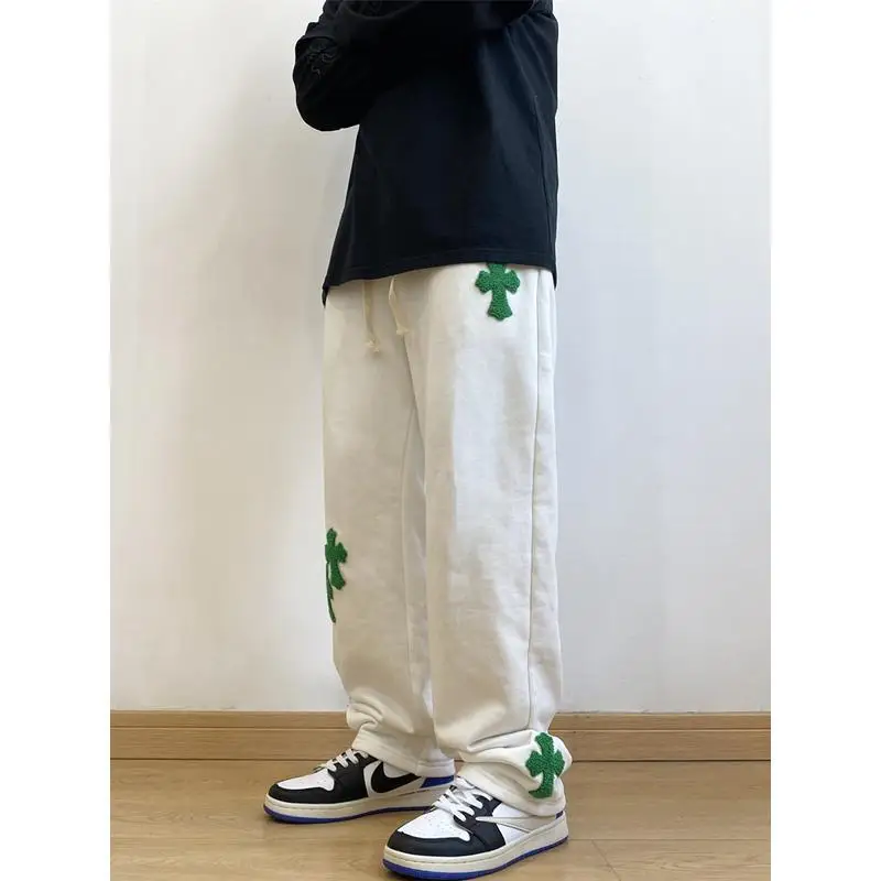 Мужские повседневные свободные прямые спортивные брюки со шнуровкой в стиле