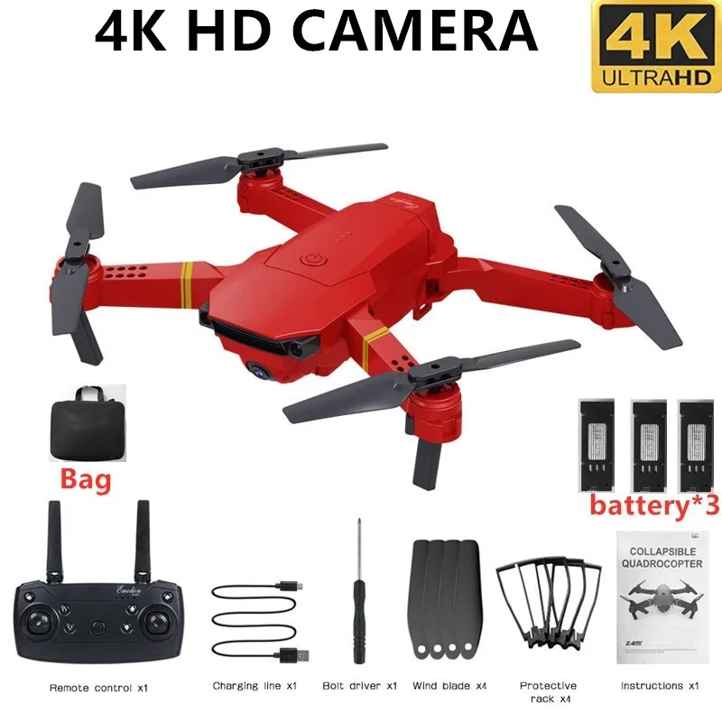 4K 3Battery with bag HJHRC JY019 wifi FPV с широким углом обзора 1080P HD 4K камера режим удержания высоты складной рычаг RC Квадрокоптер Дрон RTF Дрон VS E520S E58 - Цвет: 4K 3Battery with bag