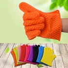 Горячая Распродажа барбекю, 1 шт., жаропрочные толстые силиконовые кухонные перчатки для выпечки в микроволновой печи