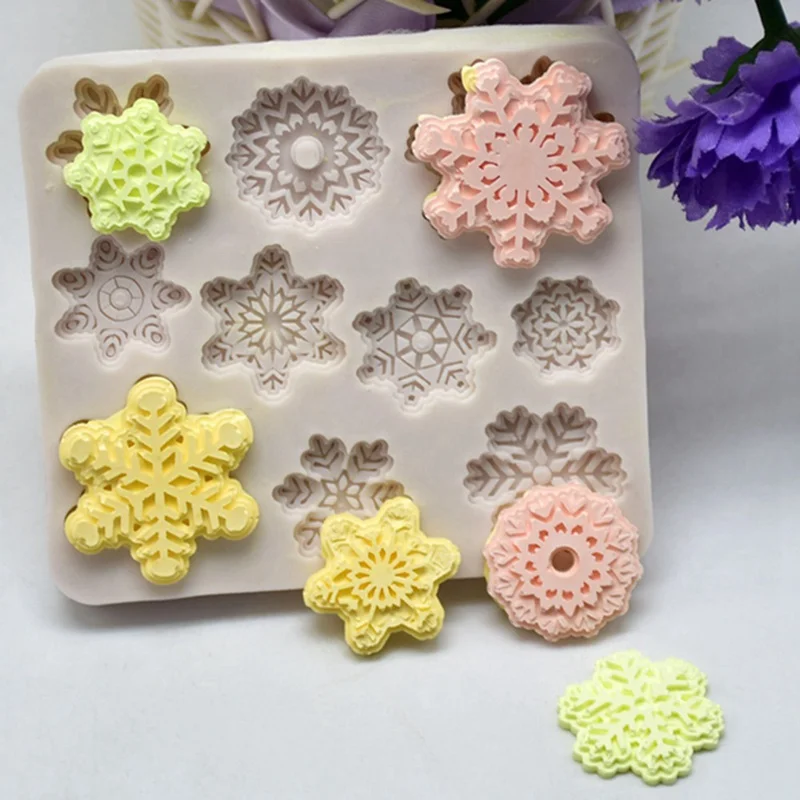 

New Alphabet Silicone Mold For Cake Eco-Friendly Silicone Cake Mold 3D Forms Baking Christmas Xmas Snowflake Shape Cake Mold