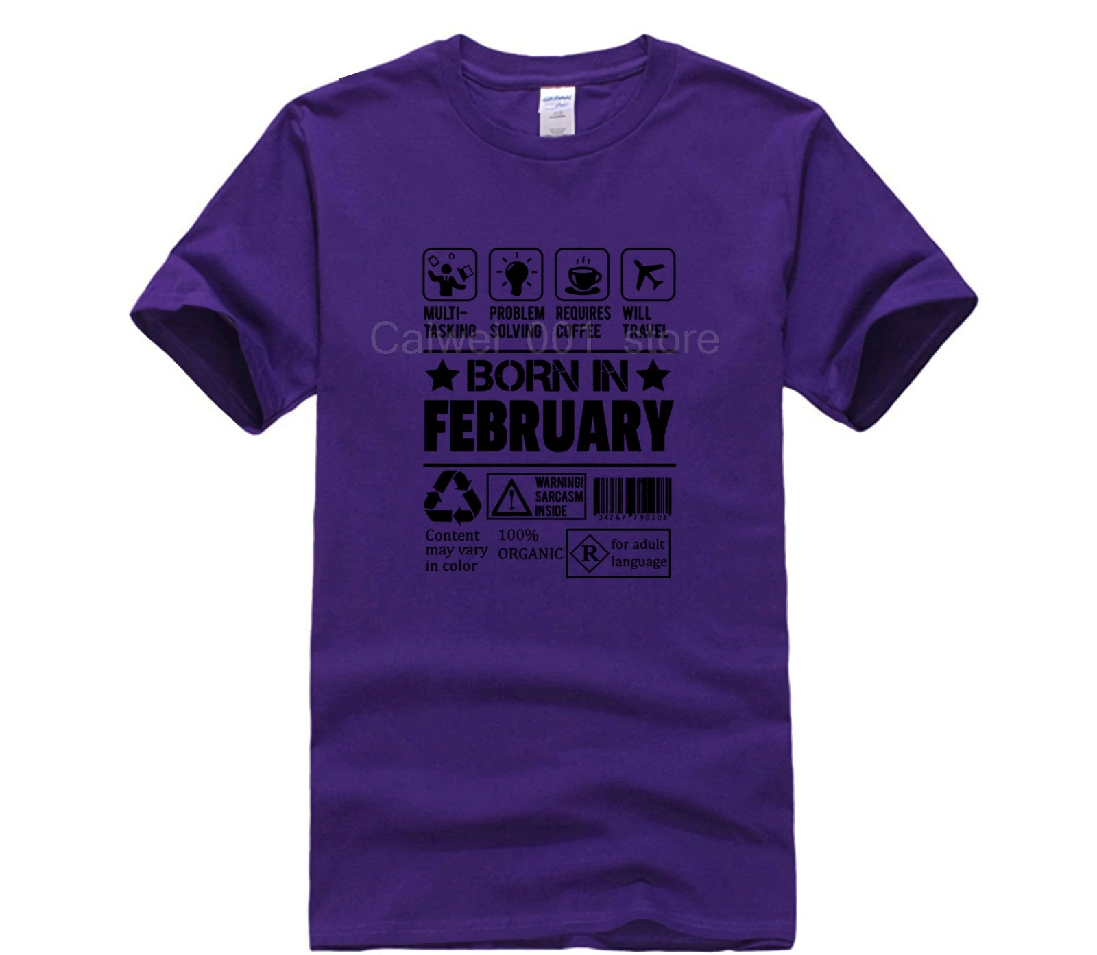 

100% Cotton for mans fashion summer tshirt born in february mens personality short sleeve T shirt