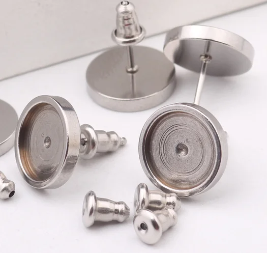 steel color Onwear 10 шт. нержавеющая сталь черная роза позолоченные подходят 6 мм кабошон серьга заготовки diy База Установка лотки для изготовления ювелирных изделий - Цвет: steel color