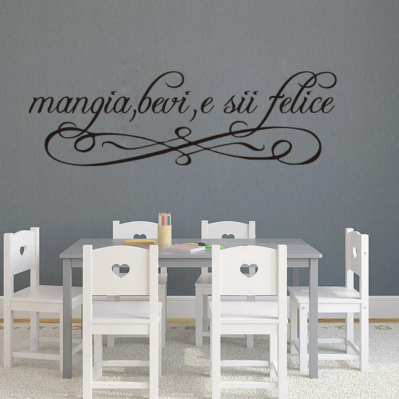 Настенная Наклейка «питьевой напиток» в итальянском стиле, Виниловая наклейка на стену для кухни, столовой, итальянской семьи «Love», Декор для дома и ресторана
