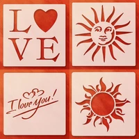 4pc stencil sun flower decor diy walls layering painting template scrapbook coloring embossing office school supplies reusable