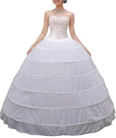 women crinoline petticoat a line 6 hoop skirt slips long underskirt for wedding bridal dress ball gown white