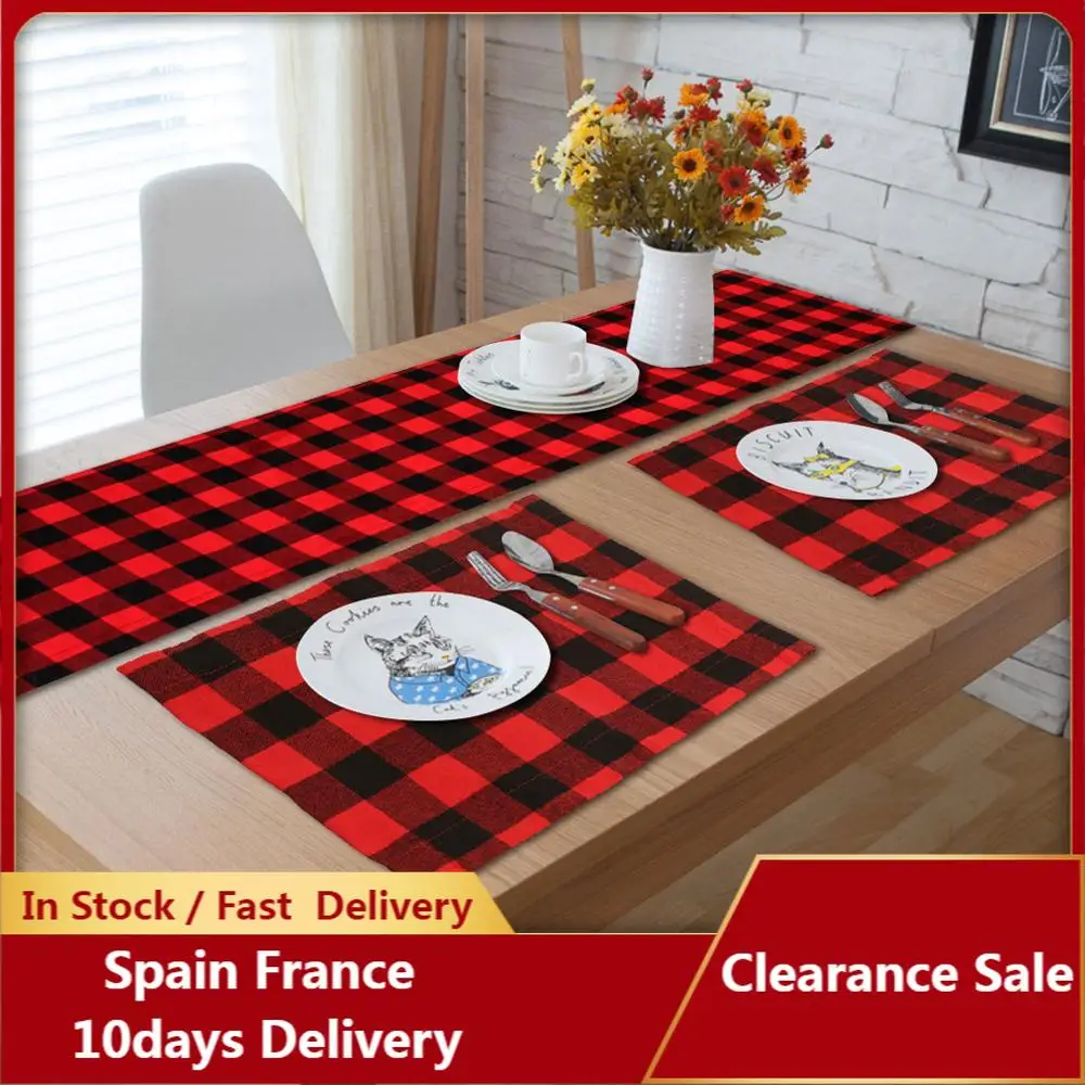 Скатерть в клетку с флагом для стола рождественские украшения домашвечерние