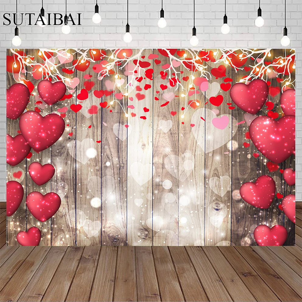Enlarge Red Rose Flowers Valentine's Day Stand Backdrop Love Heart Brick Wall Photo Background Candle Light Decor Newborn Photography
