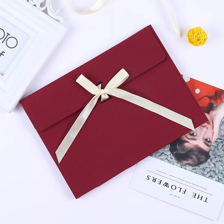 Подарочная коробка 10 шт./лот с лентой карман для письма носовой платок шелковый